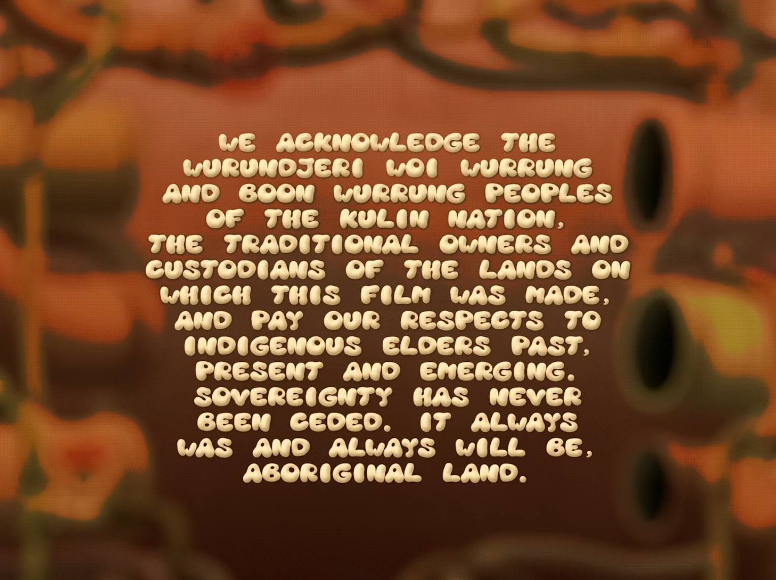 A screenshot from the credits of Wombot Studio's DONKS with a land acknowledgement.