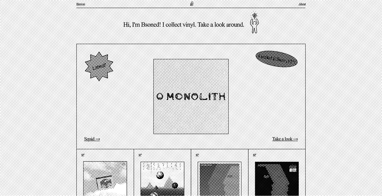 Screenshot of the homepage of vinyl.bsoned.net