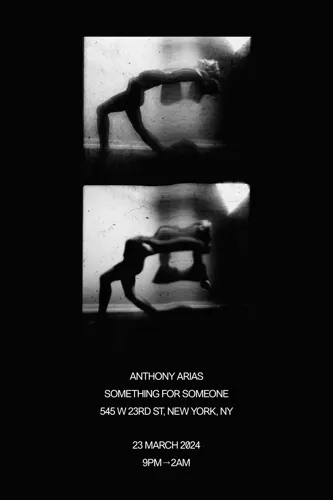 A poster depicting two warped photographs of a woman leaning back acrobatically.