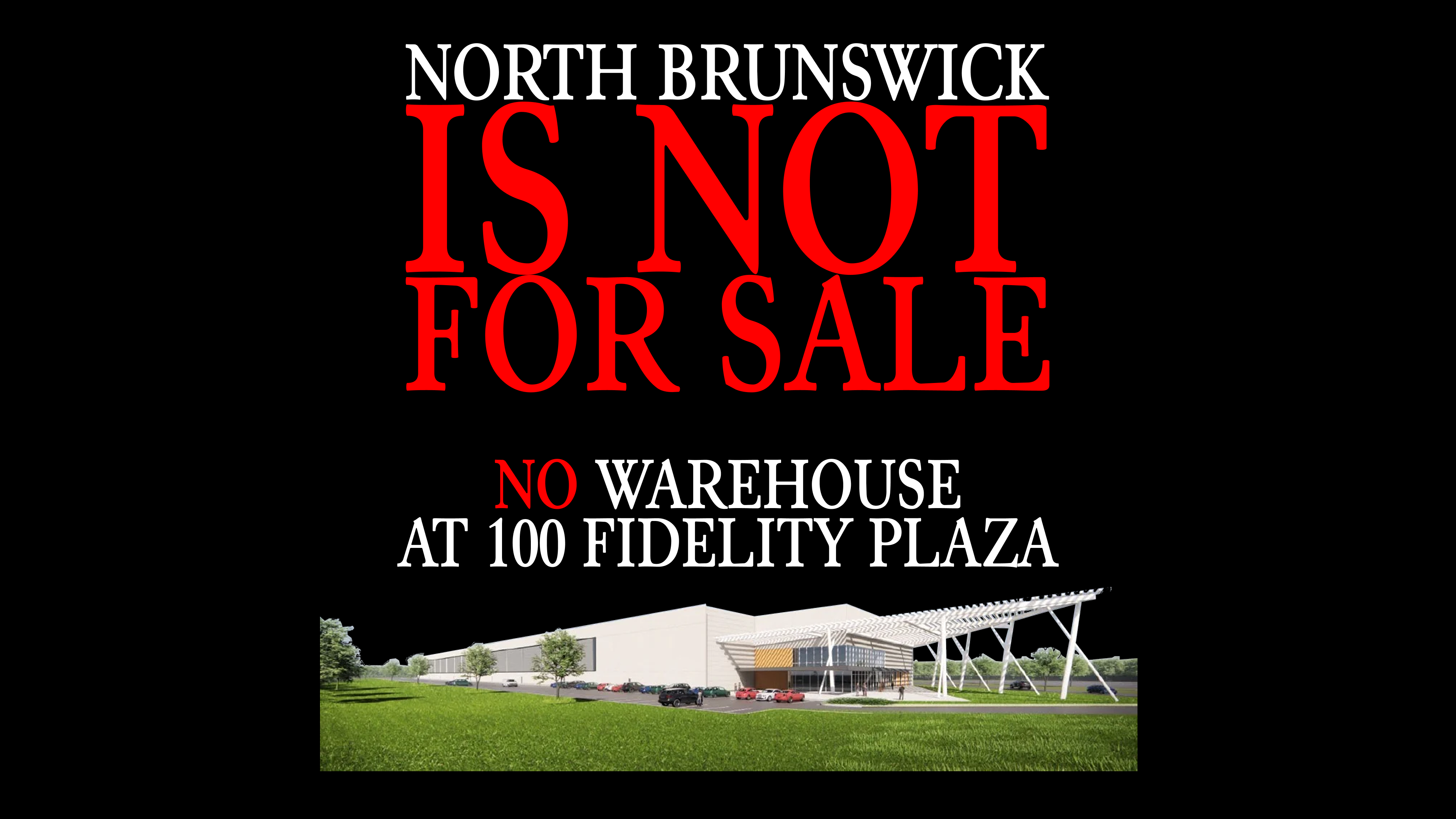A political advertisement with large white text reading 